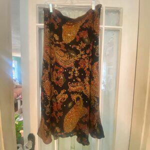 West End Black Paisley Long Skirt L